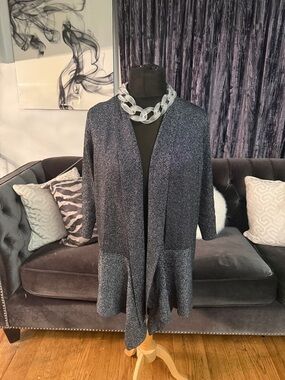 Simply Emma Open-Front Knit Cardigan - Charcoal Gray